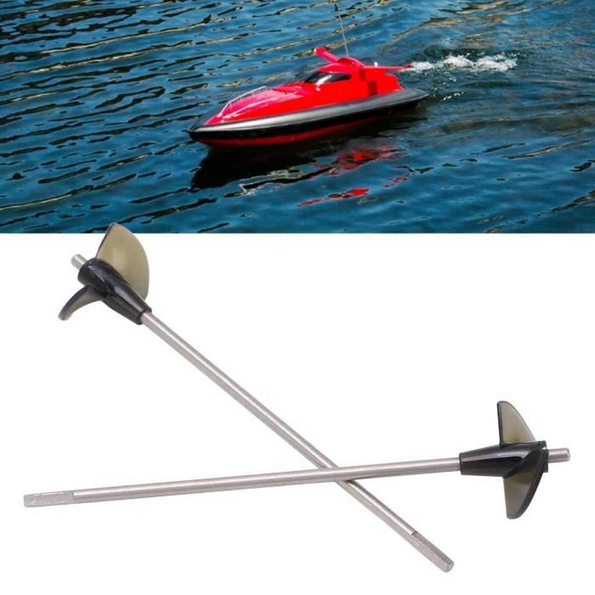 Kit Axe Hélice 4mm Bateau RC – Hélice 4 Pales 60mm Alliage Zinc + Axe Inox 304, Longueurs 10-35cm
