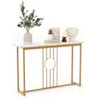RELAX4LIFE Table Console en Faux Marbre, Structure en Métal, Meuble Console pour Salon/Couloir/Entrée, 120 x 30 x 80,5 cm