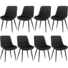 WAFTING Lot de 8 Chaises de Salle à Manger avec Assise et Dossier Tapissés en Velours, Pieds en Métal Robustes,Noir