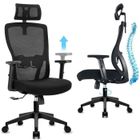 Durrafy Chaise de bureau ergonomique,Chaise de bureau avec appui-tête réglable accoudoirs et soutien lombaire,maximale de 150 kg