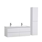 MOB-IN Meuble de Salle de Bain Double Vasque 120 cm + Colonne blanche SORRENTO Blanc