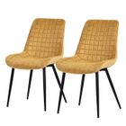 ML-Design Lot de 2 Chaises de Salle à Manger Rembourrées, Jaune Moutarde, Assise en Velours avec Pieds Métalliques Noir avec