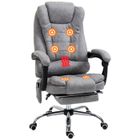 VINSETTO Fauteuil de bureau direction massant chauffant hauteur réglable dossier inclinable repose-pied rétractable tissu technique gris