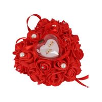 Boîte à Bagues de Mariage en Mousse Boîte à Bagues Coussin Porte-alliances en Forme de Cœur Fleur Bague Support de Stockage 