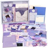 Kit de Scrapbooking de 155Pcs, Violet Esthétique Journal Scrapbook avec A6 Grille Carnet, DIY Cadeau pour Adolescentes - Lune