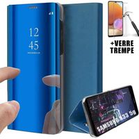 Coque pour Samsung A33 5G (6.5") + 2 Verres Trempés. Coque Anti-Choc Effet Miroir Design Protection intégrale Bleu