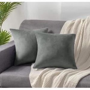 Doux et Moelleux Chaise Lavable - Beige Set de 2 pi/èces Teinture Couleur Unie 60 x 60 cm Grand Coussin d/écoratif carr/é pour canap/é Encasa Homes Housses de Coussin Velours Sofa