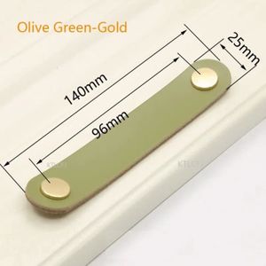CHARNIÈRE - PAUMELLE Olive vert 96 mm - Poignée de porte d'armoire en cuir, Anti-collision pour garde-robe pour enfants, poignée n
