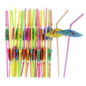 Kungfu Mall Ensemble de 100 parapluies de cocktail en papier coloré et 100 bâtons de cocktail multicolores 