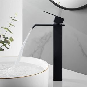 Homelody Robinet de Lavabo Mitigeur pour Vasque /à Poser Robinetterie Salle de Bains Design /à Poser Blanc Laqu/é Chrom/é En Laiton Salle de Bains Bec Haut