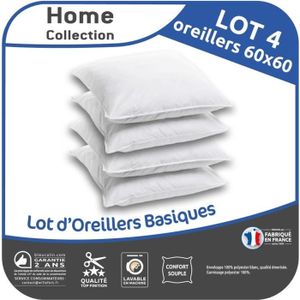 OREILLER HOME COLLECTION Lot de 4 Oreillers 60x60cm – Blanc