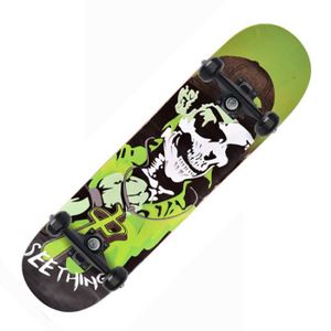 SKATEBOARD - LONGBOARD Skateboard Longboard - OHP - Crâne vert - Roues en PU à haut rebond - ABEC-7 - Charge maximale 150kg
