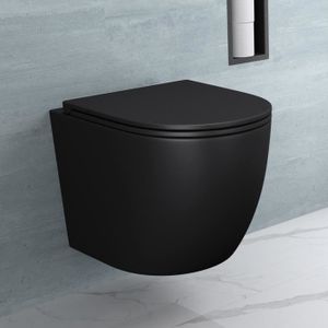 WC - TOILETTES Sogood WC toilettes suspendus gris noir mat cuvette céramique toilette abattant silencieux avec frein de chute Aix179