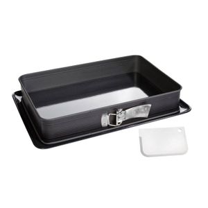 FORMEGOLOSE Moule à Gâteau Rectangulaire Extensible 33x37 Jusqu'à 52 Cm – Acier Anti-adhésif Double Couche, Noir – Idéal Pizza, Focaccia & Pâtisserie Maison