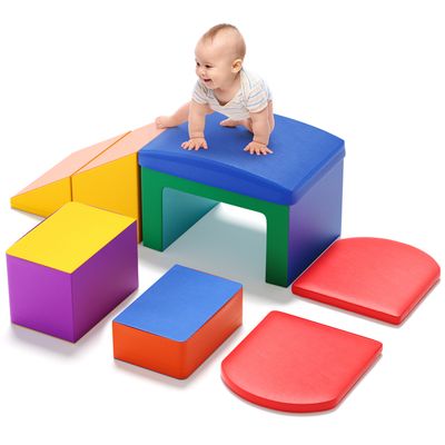 Lot De 6 Blocs De Construction En Mousse – Non Toxique – Housse Antidérapante – Escalade Intérieur – Dès 1 An