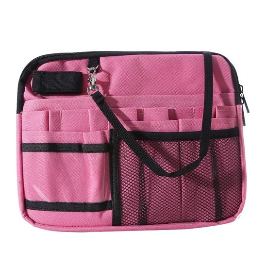 Sac Banane Infirmière Noir - Multi-compartiments (7 Poches) - Taille 18.5 X 25 Cm - En Nylon Oxford - Ceinture Réglable - 5