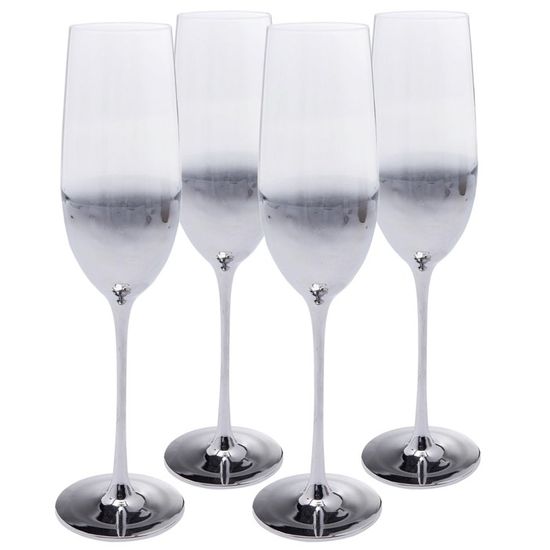 Perrier-Jouët Art Nouveau French Hand Painted Floral Champagne Flutes - Set 4