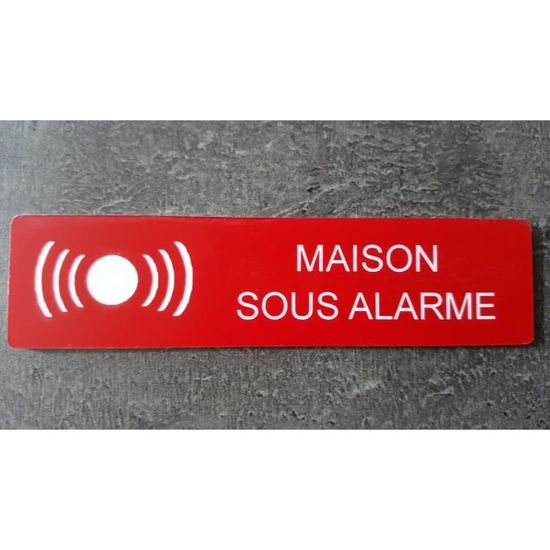 Plaque gravée" MAISON SOUS ALARME "avec adhésif ,étiquette 10cm x 2.5cm — free download