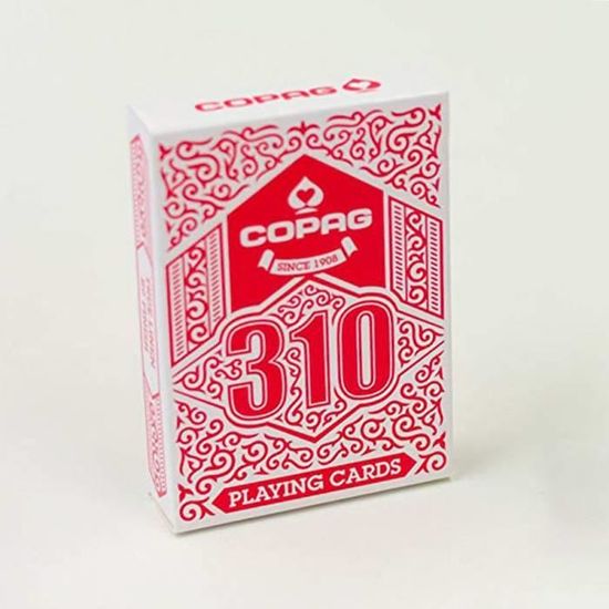 COPAG 310 "SLIMELINE"- jeu de 56 cartes toilées plastifiées - format poker - 2 index standards Rouge