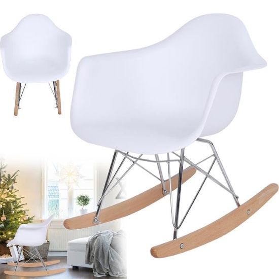 Fauteuil à Bascule Enfant Quax - Blanc Cassé, Bouleau Massif - Pour Enfants De 2 à 5 Ans (70 Kg Max)