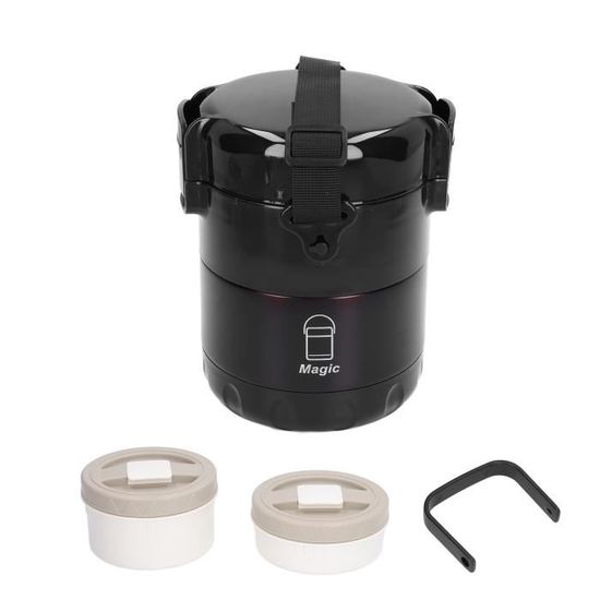 Boîte Repas Isotherme Agatige 2,3 L - 3 étages En Acier Inox 304 - Sous Vide - Sac Fourni - Idéale Travail, Pique-nique (Rouge) - 6