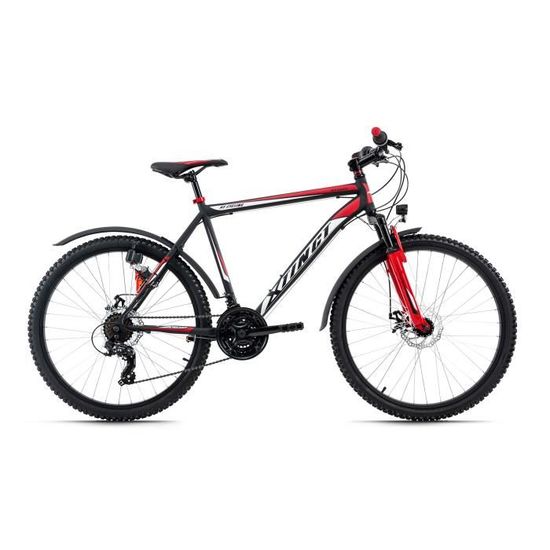 Velo VTT Semi Rigide 26 KS CYCLING Xtinct Unisexe 21 Vitesses Freins a Disques Phare Noir Rouge Taille 46 cm Cdiscount Sport