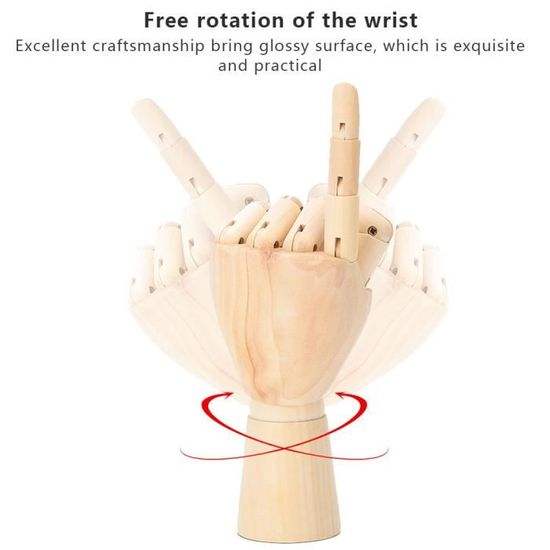 Main De Mannequin En Bois Pour Dessin, Modèle Anatomique Sculpté, Doigts Flexibles, Outil Artistique, 25,5 X 7,3 Cm