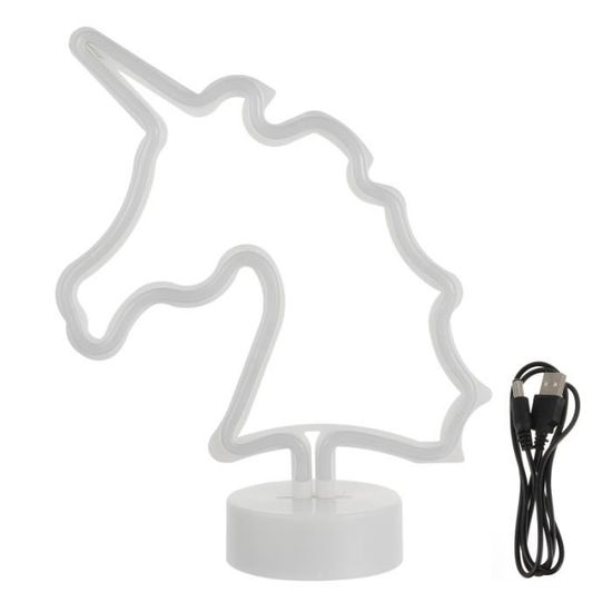 1 lampe de chevet en forme de licorne adorable de bureau nouvelle au néon (blanc)   LIT COMBINE