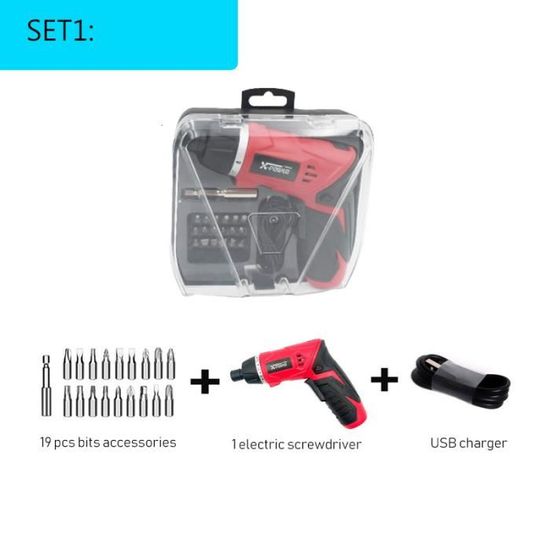 Tournevis électrique Sans Fil 3.6V USB-C - 2 Vitesses, Couple 4.5 Nm, Lampe LED, Kit Embouts - 4