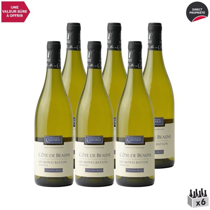 Côte de Beaune Montbatois Monopole Blanc 2018 - Lot de 6x75cl - Domaine Cauvard - Vin AOC Blanc de Bourgogne - Cépage Chardonnay