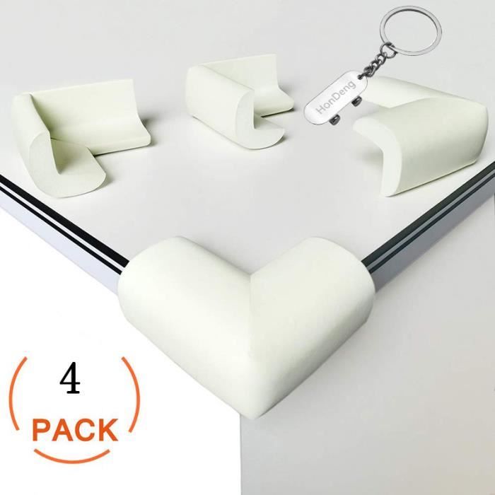 4pcs Protection Coin de Table,Mousse Souple Protection Sécurité Bébé Protege de Coins pour Tables et Tout Meubles Pointus(Blanc)