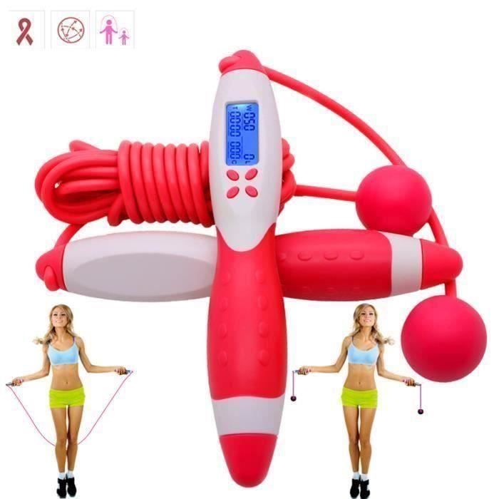Corde à Sauter pour Fitness Maigrir Affichage LCD Compteur de Calories Réglable 3M Skipping Rope Ergonomique avec 2 Blocs de poids