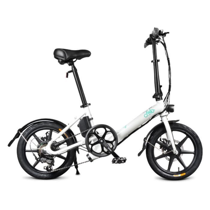 FIIDO D3s Vélo électrique Pliable 250W, Batterie 7.8Ah, 16 Pouces Ebike Pliable à 6 vitesse, Blanc