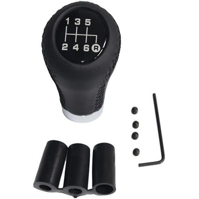 Pièces Auto,Pommeau de changement de vitesse de voiture en cuir 5 vitesses pour Nissan Navara Primera - Type black line 6 Speed