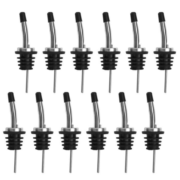 Tire-Bouchon,Verseurs de bouteilles classiques en acier inoxydable, lot de 12 verseurs à bec conique avec capuchons en - Type Black