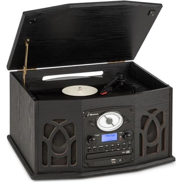 Chaîne Hifi - auna NR-620 - stéréo - platine vinyle & cassette - Noir