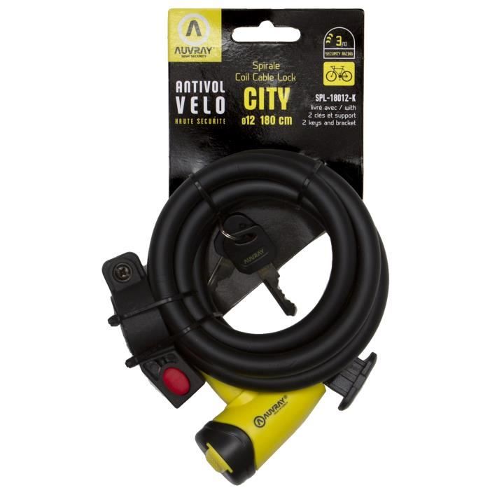 AUVRAY Antivol Spirale - avec support - 180 cm D.12 mm