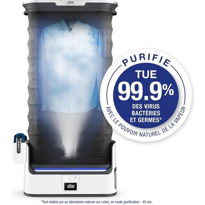 CALOR YT3040C0 Care For You Défroisseur automatique, Puissance vapeur, Séchage doux, Assainit jusqu'à 99,99 %, Réduit les odeurs