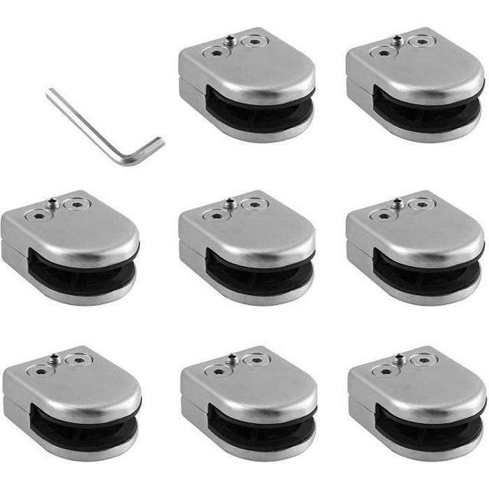 Pince à Verre 8 PCS 6-8mm Porte-Verre En Acier Inoxydable 304 Pinces À Verre Réglable En Verre pour Balustrade Escalier Main