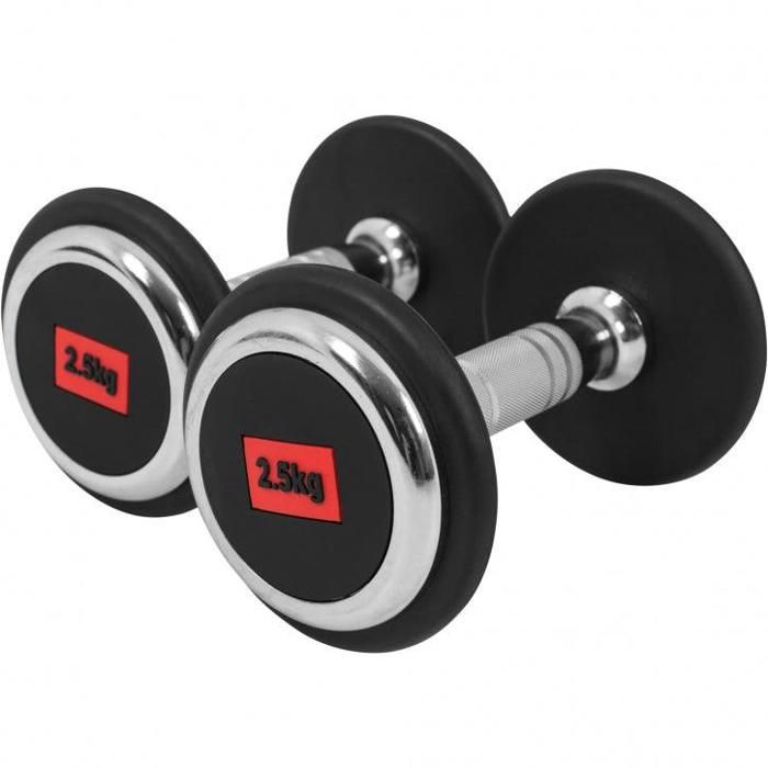 Paire d'haltères - 2 x 2.5 kg professionnel en caoutchouc monobloc