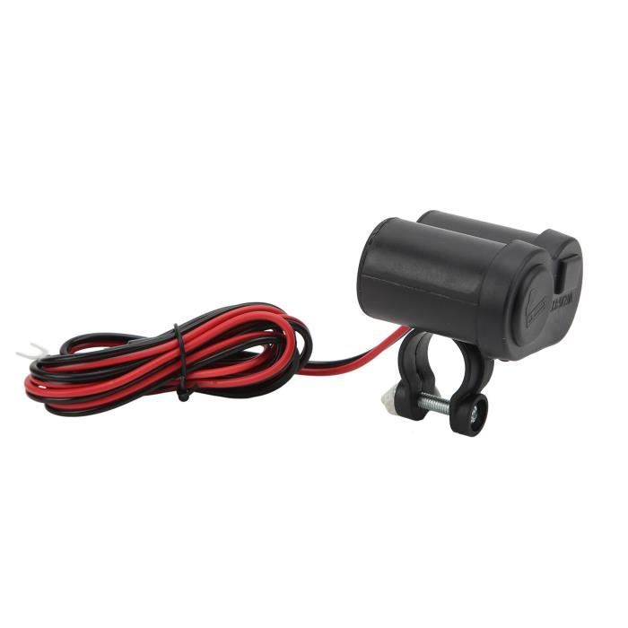 Hililand chargeur de téléphone moto Moto guidon téléphone chargeur allume-cigare prise unique USB bleu LED étanche pour