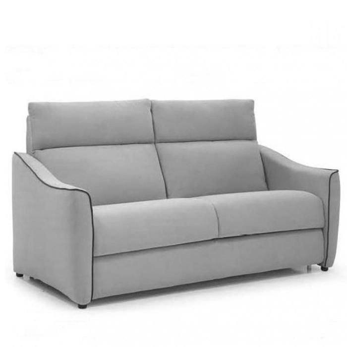 Canapé convertible EXPRESS 140 cm FELICIA matelas 14 cm tissu gris passepoil anthracite gris Tissu Inside75