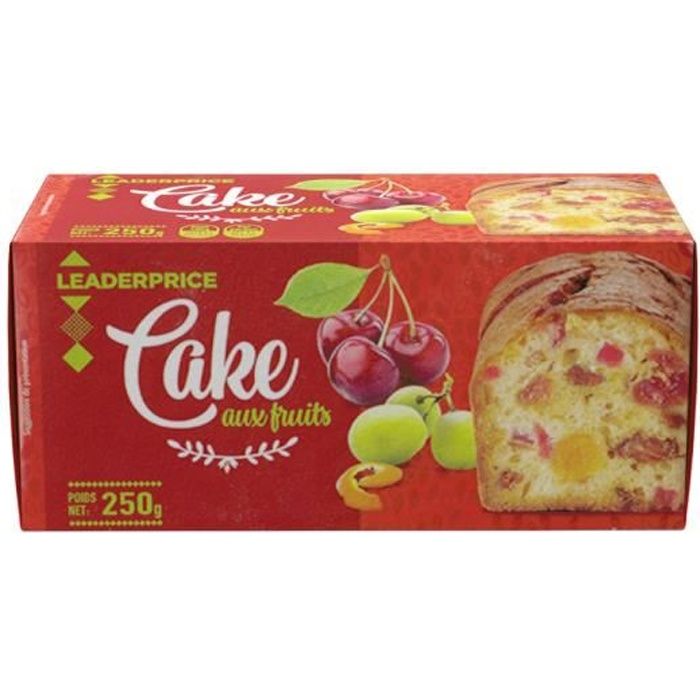 Cake aux fruits Leader Price, 300g - DDM: 04/04/23