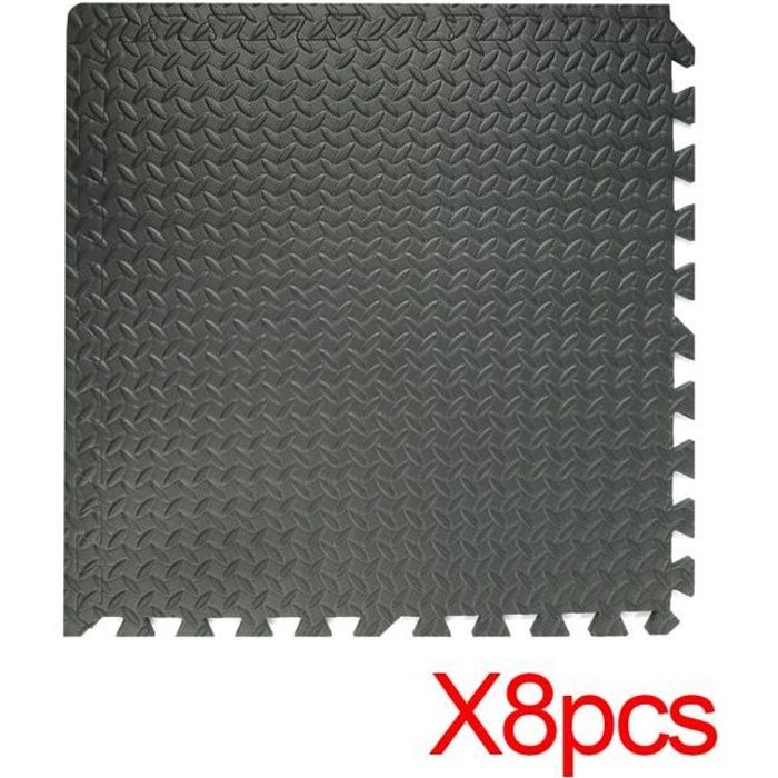 LESHP® Ensemble de 8 Dalles Carrées EVA - Tapis de sol, Sport, Gymnastique, Yoga, Tapis Puzzle Antidérapant Mousse Noir