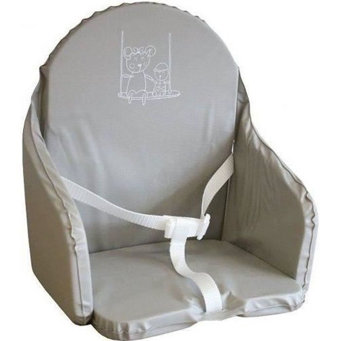 Looping Coussin Chaise Haute Sangles Gris Perle