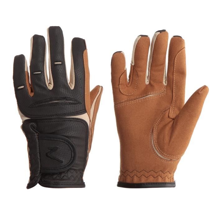 HORZE Gants cuir synthétique Elisabeth - Pour l'équitation - Brun clair