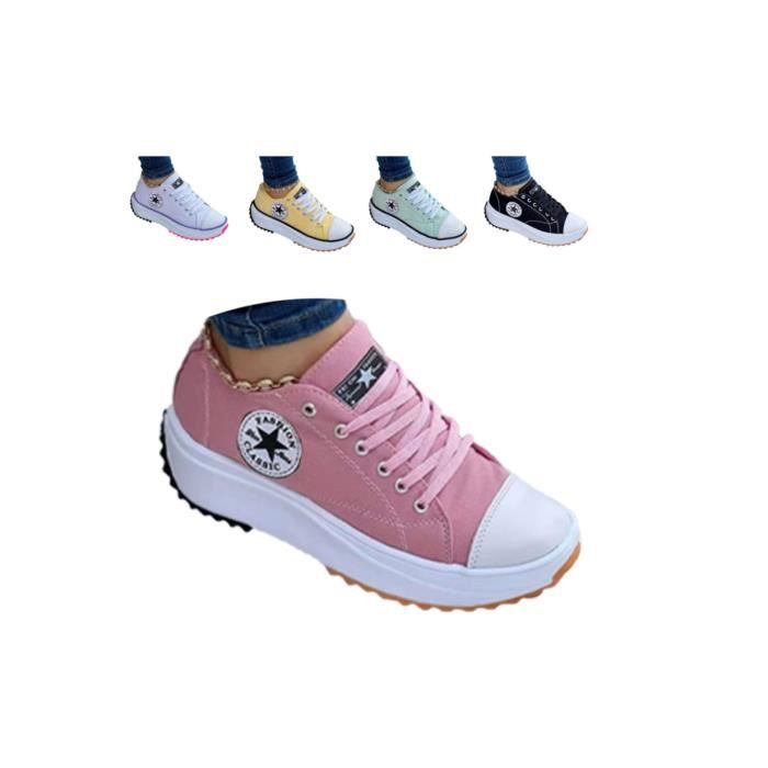 2022 Canvas Shoes Women Fashion Trainers, Femmes Plate-Forme Baskets Femme Chaussures Décontractées Compensées Formateurs Respirants