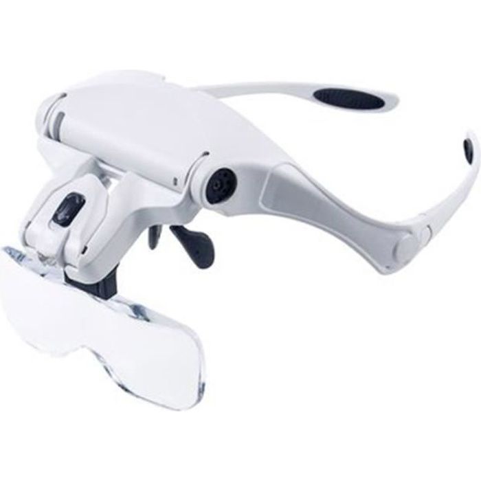 Loupe de Tête Lunettes Grossissantes avec Led Éclairage pour Couture,de Précision,Réparer,du Bricolage 1.0X à 3.5X