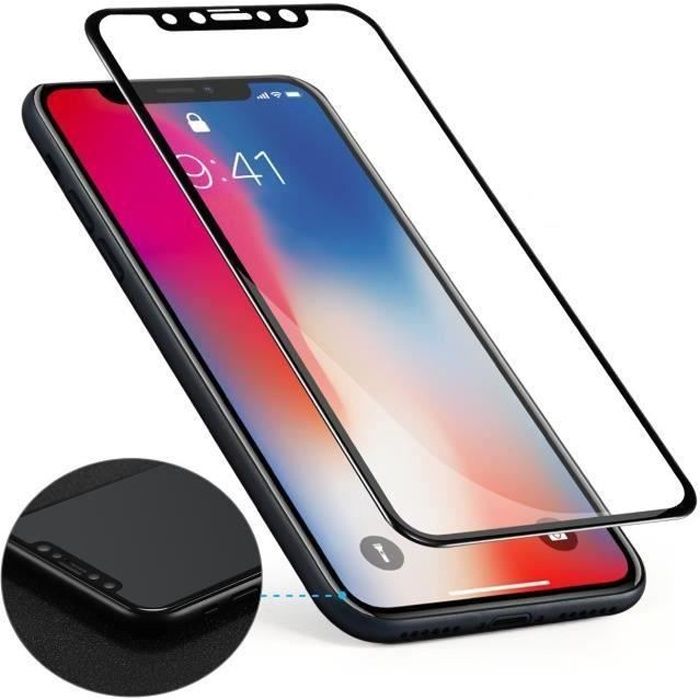 [Compatible Apple iPhone XS] Verre Trempe Bord Noir 100% Intégral Film Vitre Protection Ecran Ultra Resistant [Phonillico®]