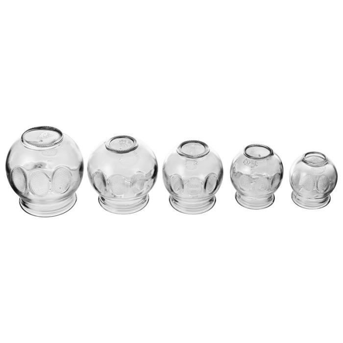 5 pièces dispositif de thérapie de ventouses en verre de massage en feu
